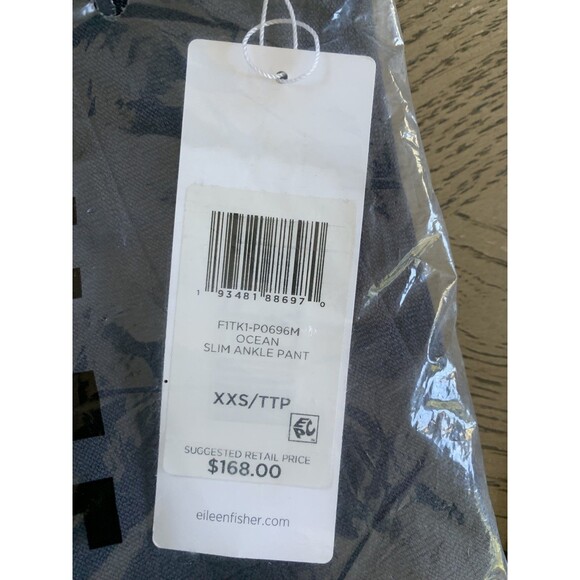 NWT Eileen Fisher Stretch Crepe Slim Ankle Pants Ocean Navy- Size XXS - Picture 6 of 7